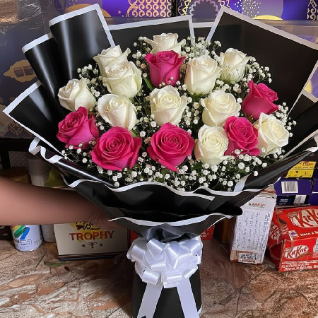 16 white pink rose bouquet aesthetic home delivery